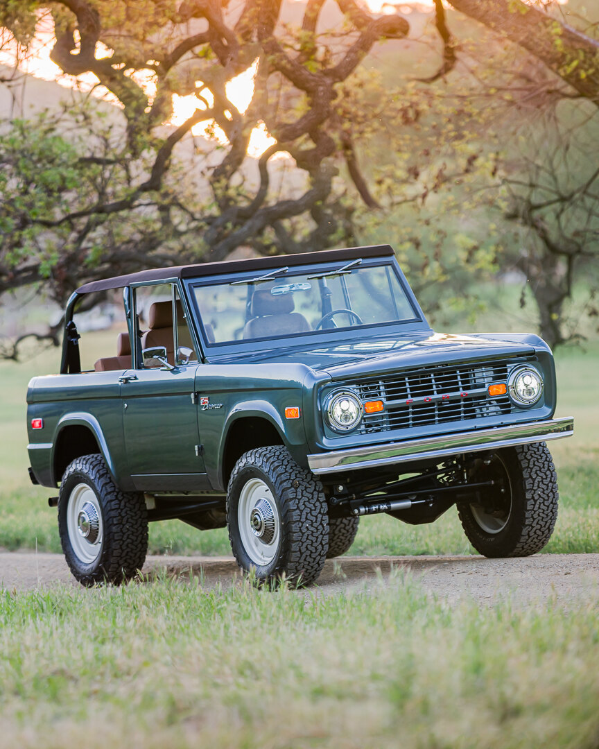 Finished vintage Ford Bronco photographed outdoors for ASC 4x4